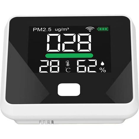 WLAN-Luftqualitätssensor mit Farb-LCD-Bildschirm, 1000-mAh-Akku, USB-Anschluss, PM2.5-Temperatur- und Feuchtigkeitsmessgerät (1/5)