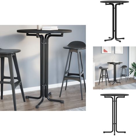 Table à manger noir Ø80x110 cm bois d'ingénierie et acier - Table À Manger - Table Ronde - Table Extensible - Cuisine - Salon (1/5)