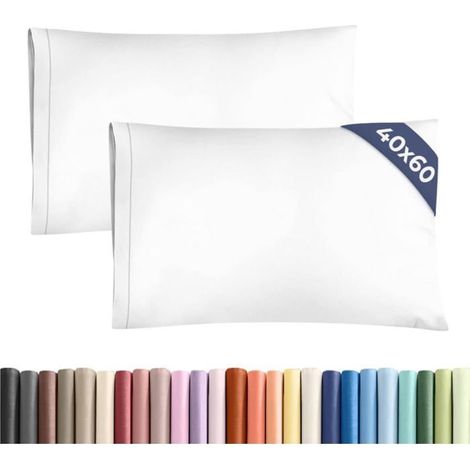Taie d'oreiller de 40x60 cm - Blanc - Lot de 2 - Taies d'oreiller en Microfibre de Haute qualité - Douce, Confortable, Lavable en (1/5)