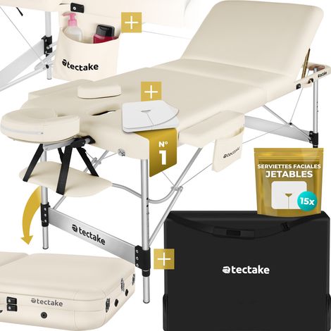 Table de massage pliante largeur 78cm réglable en hauteur beige