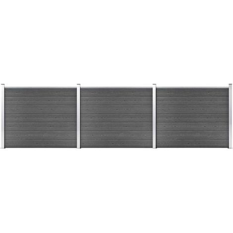 Zaunelement Set WPC 526x146 cm Schwarz
