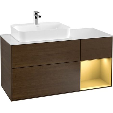 V&B Waschtischunterschrank Finion 120cm, Pl wh. m, Reg re gol m, wal ven (1/2)