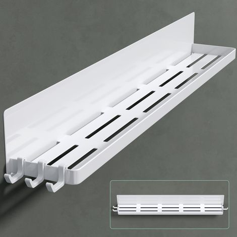 Mai & Mai Étagère Murale de Rangement en Acier au Carbone Support Rangement au Mur Étagère Douche à Poser pour Salle de Bain Cuisine Blanc 60×8,3×8 CM Reglo-01 (1/5)