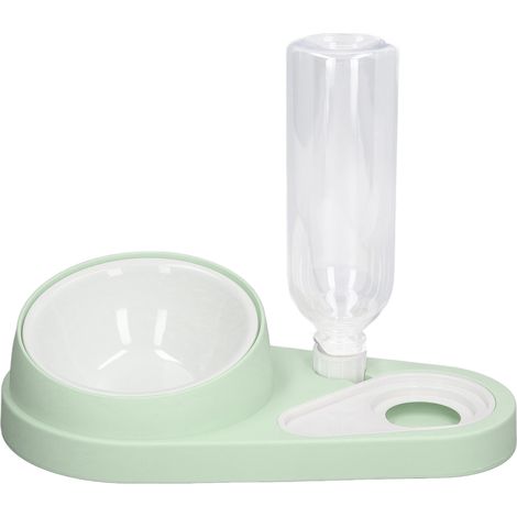2 gamelles inclinables Divers accessoire de portail, angle 15°, céramique crème et vert, pour chien, soulage la pression cervicale (1/5)