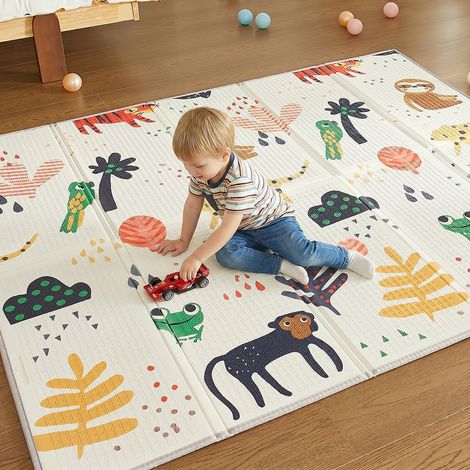 CASABEL Tapis d’Éveil Bébé, Épais & Doux, 180x150cm Motif Singe