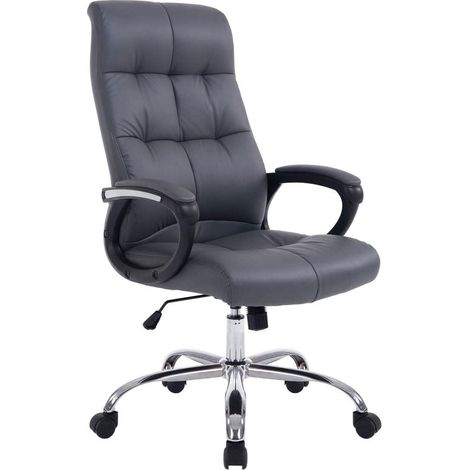 Fauteuil chaise de bureau sur roulettes ergonomique hauteur réglable mécanisme de basculement PVC gris BUR10049 (1/4)