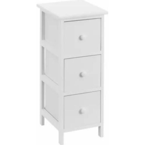 Meuble de rangement - JUANIO - Blanc - 3 tiroirs - 26x32x64 cm (1/3)