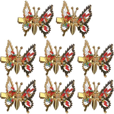 Lot de 8 barrettes à cheveux papillon en métal doré pour femme et fille (1/5)