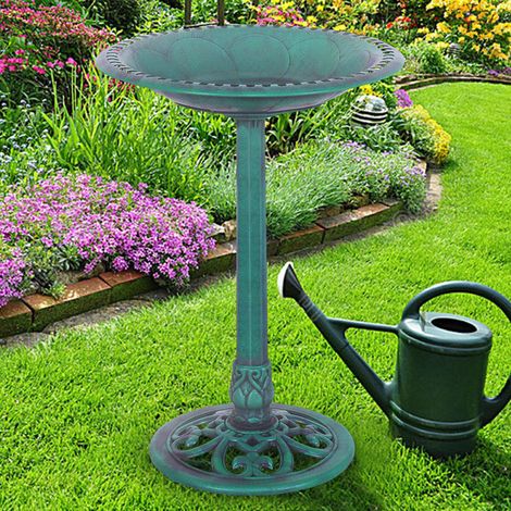Pour Oiseaux du Jardin Montage Sans Outil Bain d'Oiseaux sur Pied Résine Résistante au Gel et Piquets (1/5)