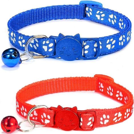 x Katzenhalsband mit Glöckchen, verstellbar-Blue red (1/3)