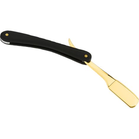 Rasoir droit portable à lame mate, manche ergonomique, style vintage durable, pour homme (Gold) (1/5)