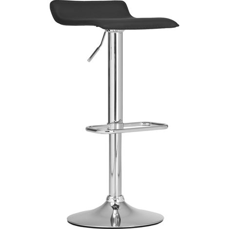 Sgabello da bar x1 con poggiapiedi sedile girevole a 360° design semplice PVC nero e metallo cromato 100004797