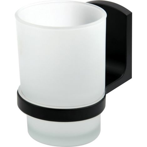 Vaso para fijar Vidrio y Cromo TAKU Transparente y Negro Spirella (1/4)