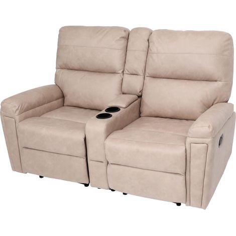 Poltrona da cinema 2 posti HHG-371 regolabile tessuto beige