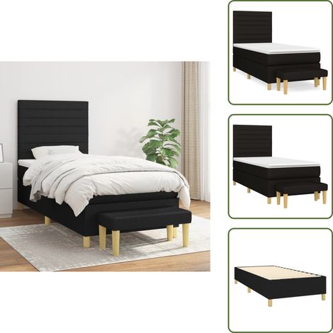 Boxspringbett mit Matratze Schwarz 100x200 cm Stoff - Boxspringbett - Doppelbett - Schlafraumgestaltung - Bettenausstattung - Bettwaren (1/5)