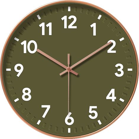 Horloge murale verte 30 cm, 1 pièce, fonctionnement à piles, design moderne et silencieux, décoration multifonction pour salon, chambre, cuisine et salle de classe (1/4)