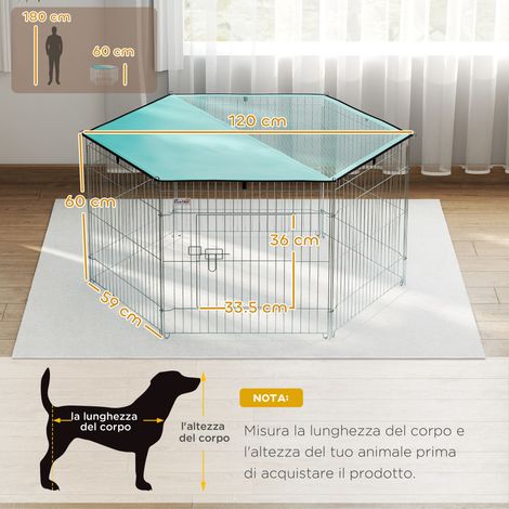 Parc pliable en fil de fer pour chiens/chiots, 120 cm de diamètre x 60 cm de hauteur, avec housse en polyester imperméable. (1/5)