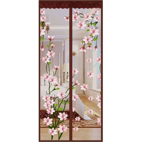 Moustiquaire Magnétique pour Porte 80x220 cm, Rideau Anti-Moustiques avec Aimants pour Terrasse et Extérieur, Protection contre les Insectes, Motif Floral (1/5)