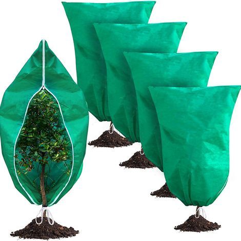 Housse de protection contre le gel, 5 pièces (usage extérieur) Housse d'hiver pour arbres fruitiers avec fermeture éclair et cordon de serrage, adaptée aux températures froides, à un usage extérieur, (1/5)