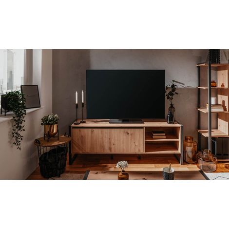 Mobile porta TV 160x55h cm colore quercia e antracite - Denver 54