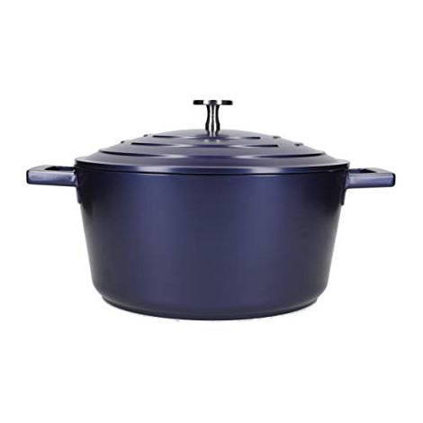 MasterClass Casseruola in alluminio fuso con coperchio diinduzione e forno, 24 cm / 4 L - blu metallizzato (1/4)