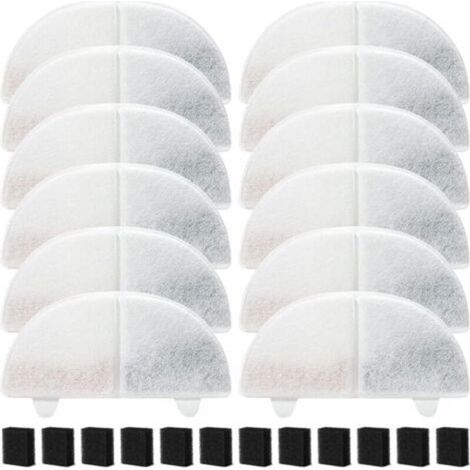 20 Packs Flower Fountain Filters for Cat, 10 Pieces Carbon Filter and 10 Pieces Foam Sponge for 20dB 2L Fountains at WF20 with Resin and Activated Carbon (1/5)
