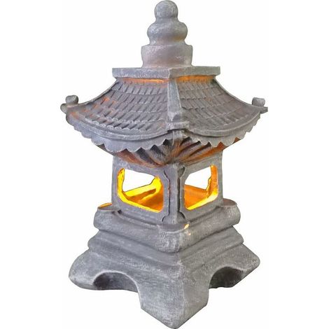 Lanterne japonaise d'extérieur pour jardin, décoration solaire de jardin, statue zen, lanterne pagode, artisanat vintage créatif, décoration solaire-AquaForge (1/5)