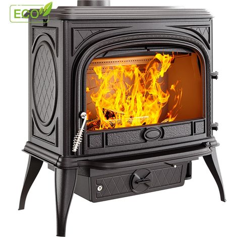 Viva – Poêle à bois en fonte SPHINX S6 ECO 13,9 kW – Rendement 77 % – Pour bois dur sec – Diamètre tuyau 153 mm – Fabrication européenne