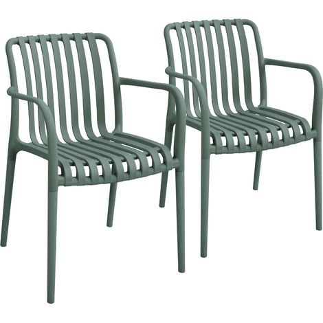 Lot de 2 chaises empilables d'extérieur Kaia avec accoudoirs en polypropylène 7house