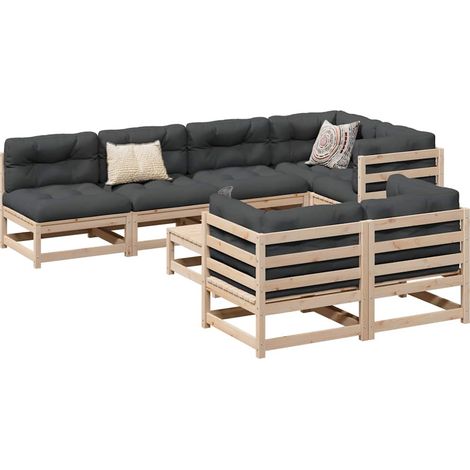 vidaXL Salon de jardin 8 pcs bois de pin massif (1/5)