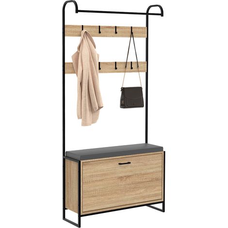 Eingangsgarderobe LUIS mit Sitzbank und 1-türigem Schuhschrank im Industriedesign (1/5)