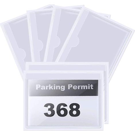 Support De Permis De Stationnement - En Pvc Transparent Auto-Adhésif - Pour Pare-Brise Voiture Camion Caravane - 12 X 9 Cm - Lot De 6 (1/5)