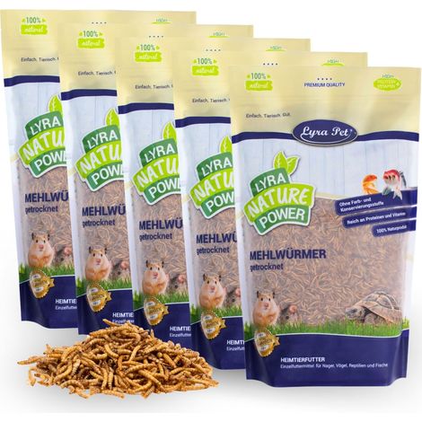 5 x 10 litres de vers de farine Lyra Pet® séchés en sachet