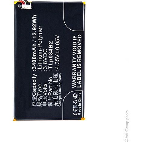 NX - Batterie téléphone, smartphone, GSM pour Alcatel 3.8V 3400mAh - TLP034B1TLP034B2 (1/4)
