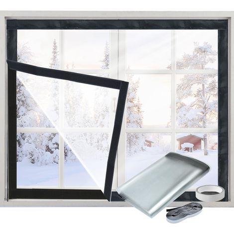 Kit d'isolation de fenêtre pour l'hiver en plastique épais, robuste, réutilisable et transparent - 122 x 160 cm (1/5)