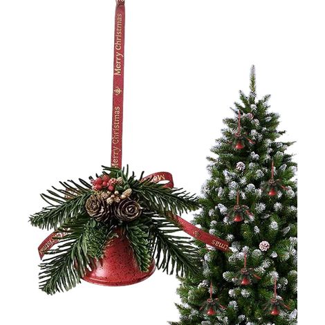 Ornements De Cloches De Noël Décoration Saisonnière avec Nœud et Aiguilles Cloches À Suspendre De Noël pour Maison Bureau Cheminée Manteau Porche Fête Rassemblement Hiver Pièce (1/5)