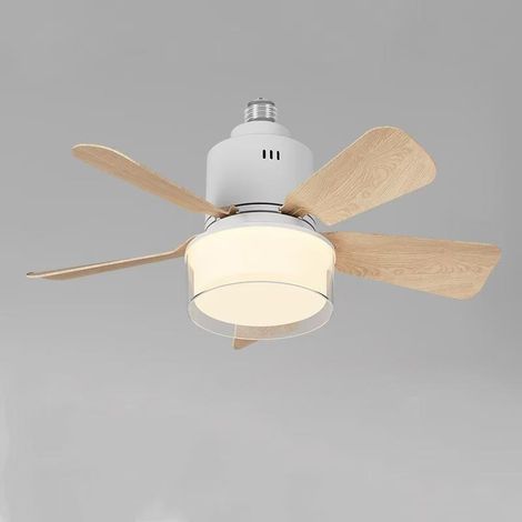 Plafonnier LED spirale, plafonnier LED avec ventilateur à intensité variable, E27, avec télécommande, couleur bûche, 45 x 18.2 cm (1/5)