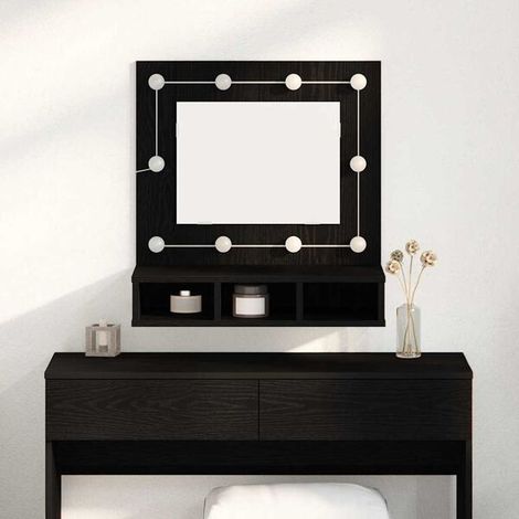Armoire de Rangement Miroir Chêne Noir 60 x 31,5 x 62 cm Bois d'Ingénierie, Design Moderne (1/5)