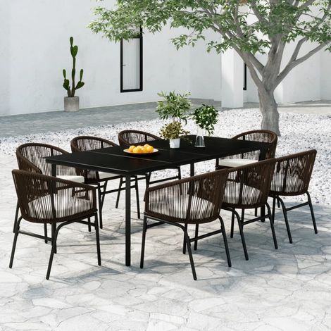 Juego de comedor de jardín 9 piezas marrón vidaXL (1/5)