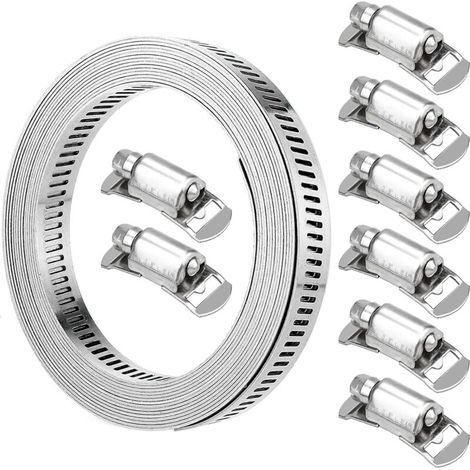 Filiyano-Collier de serrage en acier avec vis sans fin, collier de serrage avec fixations, longueur 3,5 m et 8 sangles (1/5)
