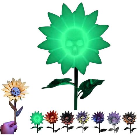 Le tournesol interdit, décoration gothique imprimée 3D, tête de mort, tournesol, figurine botanique sombre pour Halloween, décoration gothique de la maison et du bureau (lueur) (1/5)