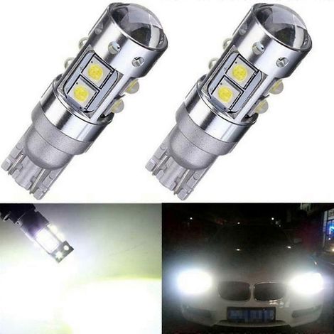 Ampoules LED T10 50W CREE 10LED pour voiture et moto, 1300 lm, avec projecteur à lentille, blanc 6000K pour feux de freinage (1/5)