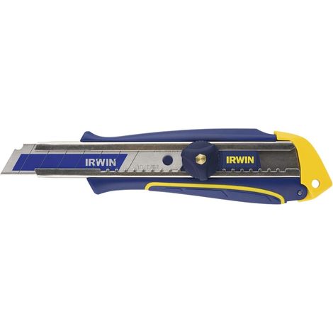 Navaja Irwin de 18 mm con hoja desmontable y pomo metálico.