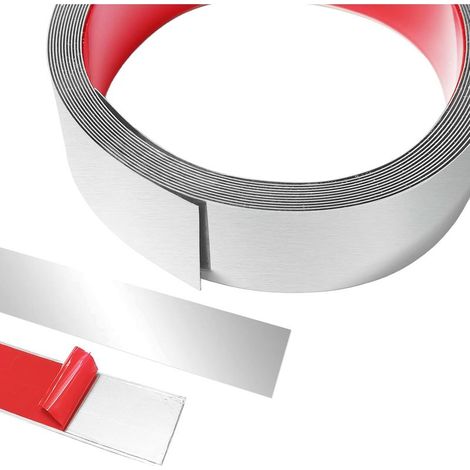 5m x 4cm Stainless Steel Wall Molding, Adhesive Molding, Decorative Strips, Mirror Effect, for Toilets, Tile Edges, Walls, Skirting Boards, Floors - Silver (1/5)
