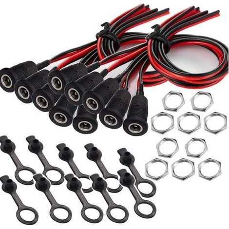 10PCS Connecteur DC 5,5 x 2,1 kit,Connecteur Alimentation À Souder, DC d'alimentation Connecteur, Connecteur Plug DC 12v 10A, Panneau Monture Connecteur(avec Ligne) (1/5)