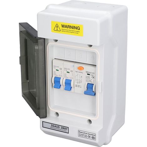 IP66 40A 30mA RCD+2MCB (6A+16A) 230V Fehlerstromschutzschalter, automatischer wasserdichter Schalter, Stromleckageschutz, Doppelmodul, für den Außenbereich geeignet. (1/5)