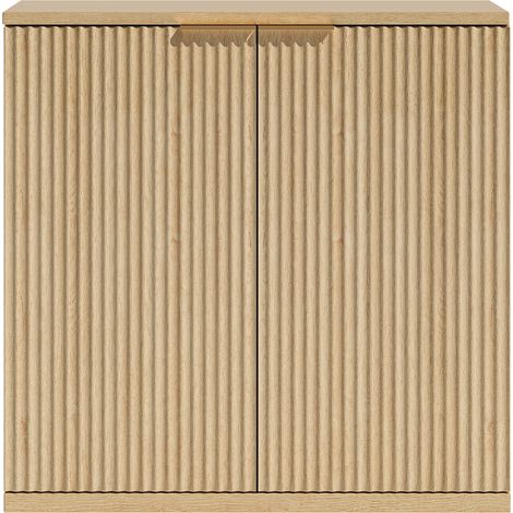 Aparador de MDF con puertas dobles y relieve, efecto roble, 80 x 40 x 80 cm, HOMVRA (1/5)