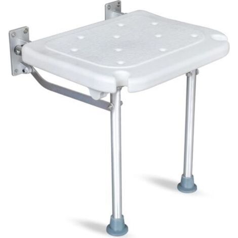 Folding Shower Bench Bathroom Screw Folding Wall Mounted Bathroom Chair Stool with Non-Slip Legs Drainage Holes Head Place for Personal (1/5)