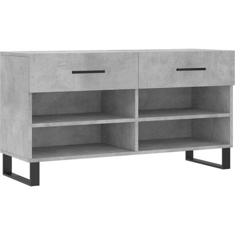 Tabouret à chaussures gris béton, 102 x 35 x 55 cm, bois composite (1/5)