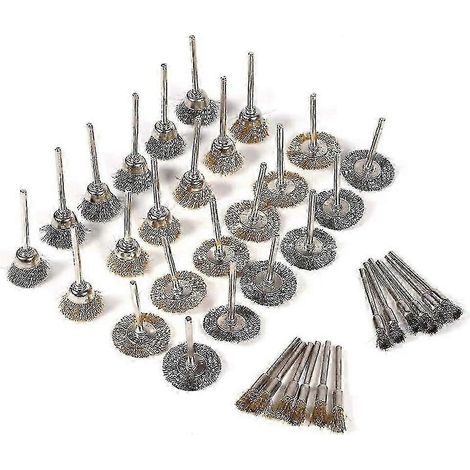 Lot de 36 brosses métalliques, brosses de polissage en fil d'acier de 3 tailles différentes, accessoires pour mini-outils rotatifs Dremel. (1/5)